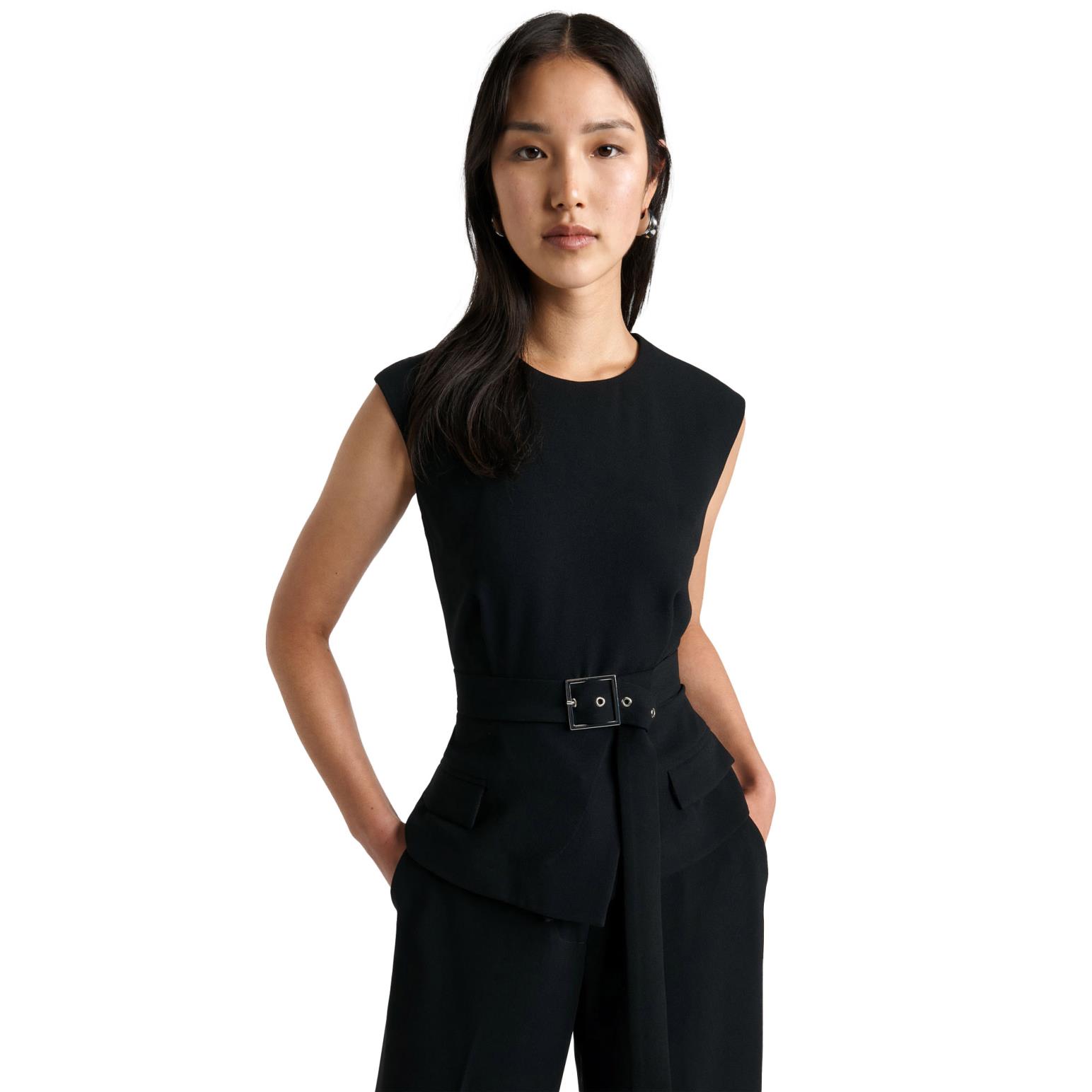 Cue Belted Tailored Sleeveless Top